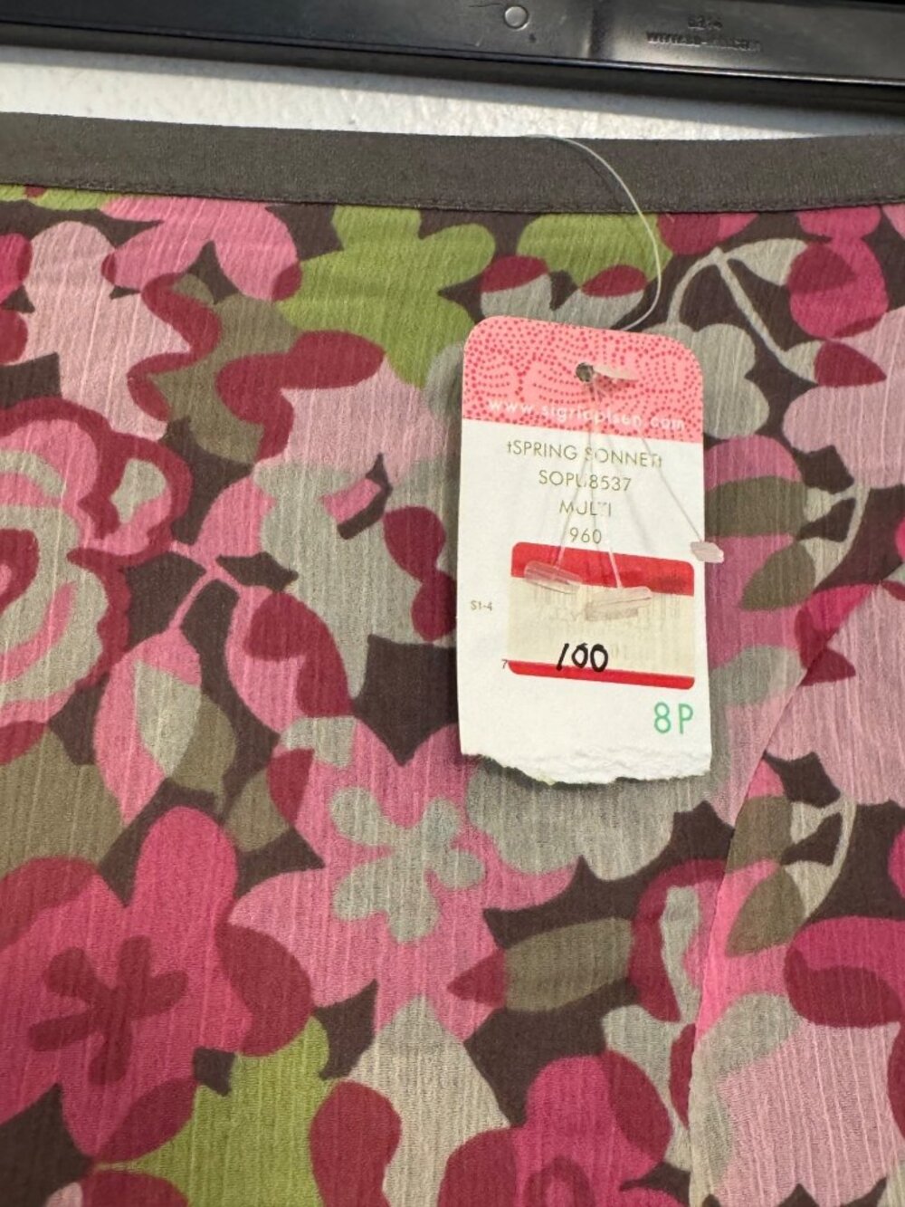 Sigrid Olsen Floral A-Line Skirt 8P Pink Green Brown Polyester Petite New - Picture 4 of 7